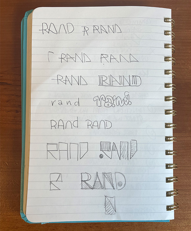 DDB Rand Logo note book sketches